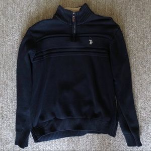 Polo Navy Blue 1/4 Zip Mens Sweater M